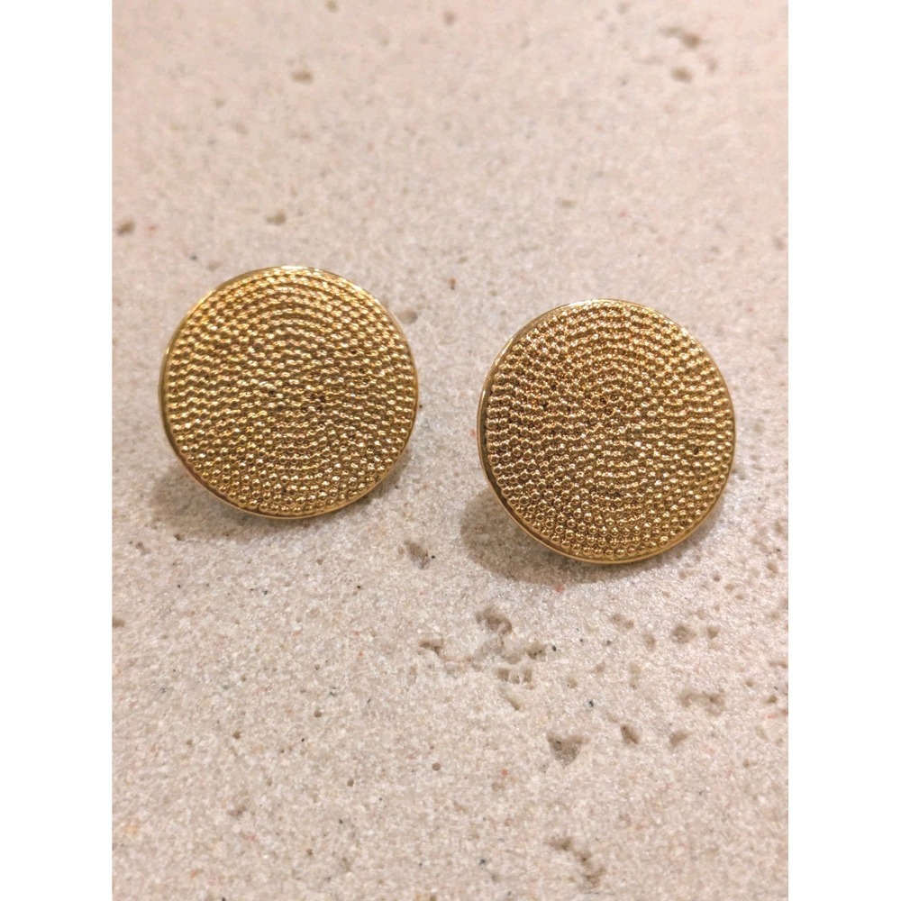 Vintage Napier Stud Earrings Gold Tone Textured Bold Runway Couture Round